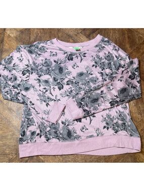 Honeydew XXL super soft purple and black floral graphic pullover sweater